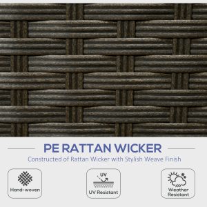 Outsunny 6 Pieces Outdoor Rattan Patio Furniture Set with Corner Sofa, Wood-Plastic Coffee Table, Navy Blue - Image 6