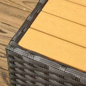 Outsunny 6 Pieces Outdoor Rattan Patio Furniture Set with Corner Sofa, Wood-Plastic Coffee Table, Navy Blue - Image 9