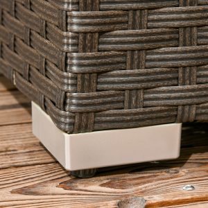 Outsunny 6 Pieces Outdoor Rattan Patio Furniture Set with Corner Sofa, Wood-Plastic Coffee Table, Navy Blue - Image 10