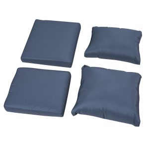 Outsunny 6 Pieces Patio Furniture with Cushions, PE Wicker Sectional Furniture Conversation Set with a 3-Seat Sofa, 2 Recliner Chairs, 2 Footstools, Table, Dark Blue - Image 9