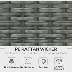 Outsunny 6 Pieces Patio Furniture with Cushions, PE Wicker Sectional Furniture Conversation Set with a 3-Seat Sofa, 2 Recliner Chairs, 2 Footstools, Table, Grey - Image 6