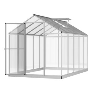 Outsunny 6' x 10' x 6.4' Walk-in Garden Greenhouse Polycarbonate Panels Plants Flower Growth Shed Cold Frame Outdoor Portable Warm House Aluminum Frame, Silver - Image 2