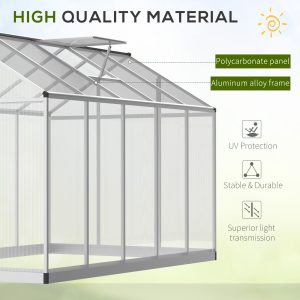 Outsunny 6' x 10' x 6.4' Walk-in Garden Greenhouse Polycarbonate Panels Plants Flower Growth Shed Cold Frame Outdoor Portable Warm House Aluminum Frame, Silver - Image 4