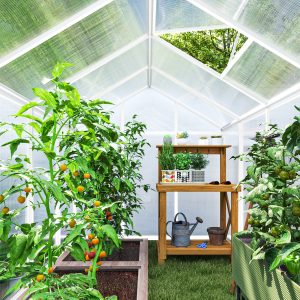 Outsunny 6' x 10' x 6.4' Walk-in Garden Greenhouse Polycarbonate Panels Plants Flower Growth Shed Cold Frame Outdoor Portable Warm House Aluminum Frame, Silver - Image 8