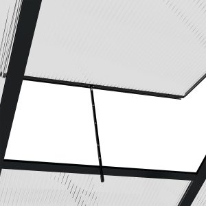 Outsunny 6' x 10' x 6.6' Polycarbonate Greenhouse, Walk-In Green House Kit Garden, Plants Grow, Galvanized Sheet Aluminum Frame with Rain Gutter, Vents and Sliding Door, Grey - Image 9