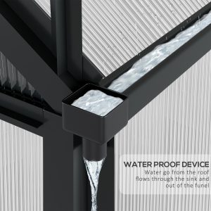 Outsunny 6' x 10' x 6.6' Polycarbonate Greenhouse, Walk-In Green House Kit Garden, Plants Grow, Galvanized Sheet Aluminum Frame with Rain Gutter, Vents and Sliding Door, Grey - Image 10