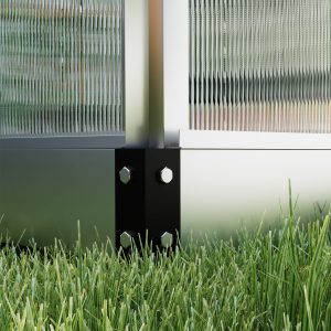 Outsunny 6' x 10' x 6.6' Polycarbonate Greenhouse, Walk-In Green House Kit Garden, Plants Grow, Galvanized Sheet Aluminum Frame with Rain Gutter, Vents and Sliding Door, Sliver - Image 9