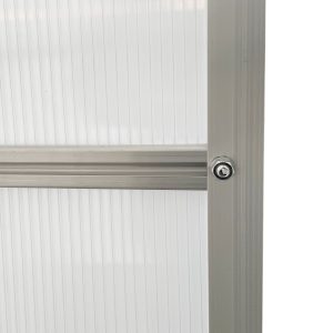 Outsunny 6' x 12' x 6.5' Walk-in Greenhouse, Polycarbonate Greenhouse with Adjustable Roof Vent, Base, Sliding Door, Clear - Image 9