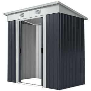 Outsunny 6' x 4' Outdoor Storage Shed, Metal Garden Tool Storage House Organizer with Lockable Sliding Doors and Vents for Backyard Patio Lawn, Charcoal Grey - Image 10