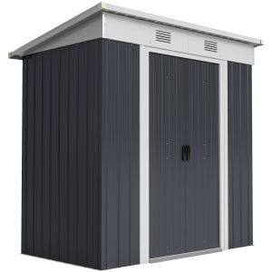 Outsunny 6' x 4' Outdoor Storage Shed, Metal Garden Tool Storage House Organizer with Lockable Sliding Doors and Vents for Backyard Patio Lawn, Charcoal Grey - Image 19