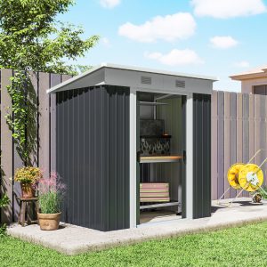 Outsunny 6' x 4' Outdoor Storage Shed, Metal Garden Tool Storage House Organizer with Lockable Sliding Doors and Vents for Backyard Patio Lawn, Charcoal Grey - Image 17