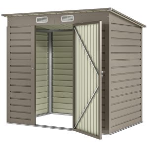 Outsunny 6 x 4FT Galvanized Garden Storage Shed, Metal Outdoor Shed with Double Doors and 2 Vents, Light Grey - Image 2