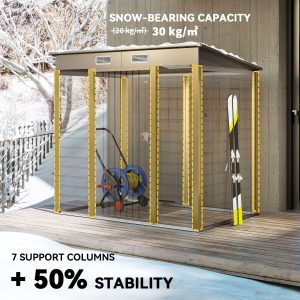 Outsunny 6 x 4FT Galvanized Garden Storage Shed, Metal Outdoor Shed with Double Doors and 2 Vents, Light Grey - Image 5