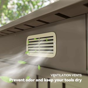 Outsunny 6 x 4FT Galvanized Garden Storage Shed, Metal Outdoor Shed with Double Doors and 2 Vents, Light Grey - Image 7