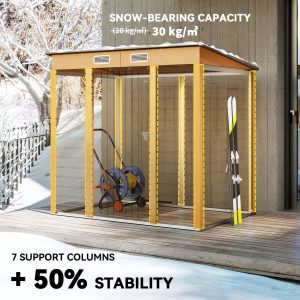 Outsunny 6 x 4FT Galvanized Garden Storage Shed, Metal Outdoor Shed with Double Doors and 2 Vents, Yellow - Image 15