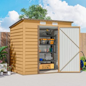 Outsunny 6 x 4FT Galvanized Garden Storage Shed, Metal Outdoor Shed with Double Doors and 2 Vents, Yellow - Image 20