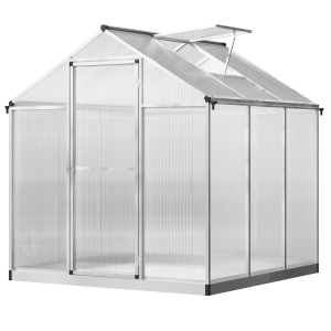 Outsunny 6' x 6' x 6.4' Walk-in Garden Greenhouse Polycarbonate Panels Plants Flower Growth Shed Cold Frame Outdoor Portable Warm House - Image 2