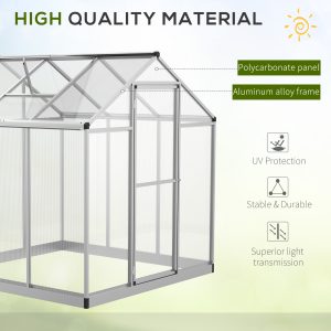 Outsunny 6' x 6' x 6.4' Walk-in Garden Greenhouse Polycarbonate Panels Plants Flower Growth Shed Cold Frame Outdoor Portable Warm House - Image 4