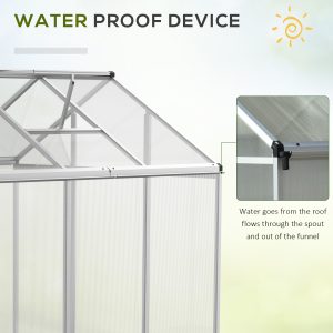 Outsunny 6' x 6' x 6.4' Walk-in Garden Greenhouse Polycarbonate Panels Plants Flower Growth Shed Cold Frame Outdoor Portable Warm House - Image 6