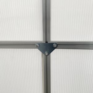 Outsunny 6' x 6' x 6.5' Polycarbonate Greenhouse, Walk-in Green House with Adjustable Roof Vent, Galvanized Base, Sliding Door and Rain Gutter for Outdoor, Garden, Backyard, Clear - Image 9