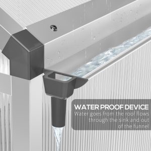 Outsunny 6' x 8' x 6.4' Polycarbonate Greenhouse, Aluminum Walk-In Green House Kit Garden, Plants Grow with Rain Gutter and Roof Vent, Silver - Image 7