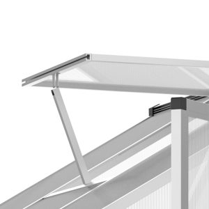 Outsunny 6' x 8' x 6.4' Polycarbonate Greenhouse, Aluminum Walk-In Green House Kit Garden, Plants Grow with Rain Gutter and Roof Vent, Silver - Image 9