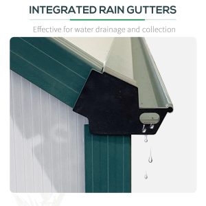 Outsunny 6' x 8' x 6.5' Polycarbonate Greenhouse, Walk-in Green House with Adjustable Roof Vent Galvanized Base Sliding Door Rain Gutter for Outdoor Garden Backyard, Green - Image 7