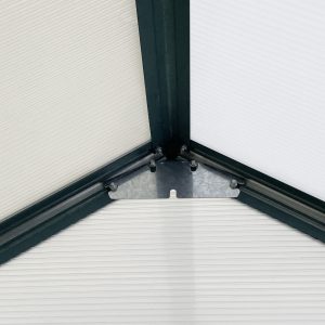 Outsunny 6' x 8' x 6.5' Polycarbonate Greenhouse, Walk-in Green House with Adjustable Roof Vent Galvanized Base Sliding Door Rain Gutter for Outdoor Garden Backyard, Green - Image 9