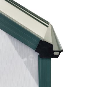 Outsunny 6' x 8' x 6.5' Polycarbonate Greenhouse, Walk-in Green House with Adjustable Roof Vent Galvanized Base Sliding Door Rain Gutter for Outdoor Garden Backyard, Green - Image 10