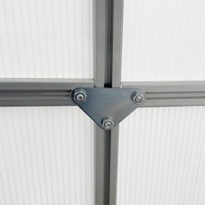 Outsunny 6' x 8' x 6.5' Walk-in Greenhouse, Polycarbonate Greenhouse with Adjustable Roof Vent, Base, Sliding Door, Clear - Image 12