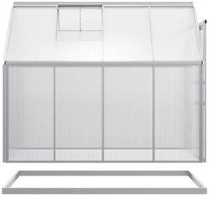 Outsunny 6' x 8' x 6.5' Walk-in Greenhouse, Polycarbonate Greenhouse with Adjustable Roof Vent, Base, Sliding Door, Clear - Image 14