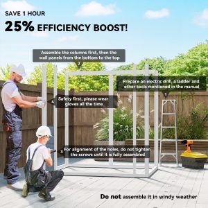 Outsunny 6x4.5FT Plastic Shed, Lockable Garden Tool Storage House with Double Doors and Vent, Grey - Image 4
