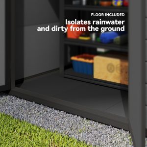 Outsunny 6x4.5FT Plastic Shed, Lockable Garden Tool Storage House with Double Doors and Vent, Grey - Image 5