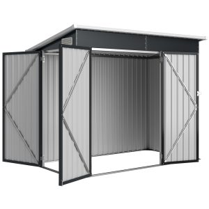 Outsunny 7.5' x 4.3' Outdoor Storage Shed, Waterproof Metal Garden Shed with Lockable Doors, for Backyard, Lawn, Patio, Dark Grey - Image 12