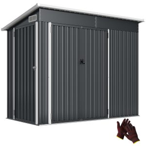 Outsunny 7.5' x 4.3' Outdoor Storage Shed, Waterproof Metal Garden Shed with Lockable Doors, for Backyard, Lawn, Patio, Dark Grey - Image 18