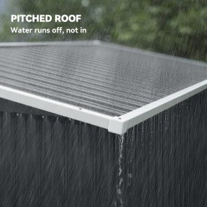 Outsunny 7.5' x 4.3' Outdoor Storage Shed, Waterproof Metal Garden Shed with Lockable Doors, for Backyard, Lawn, Patio, Dark Grey - Image 6