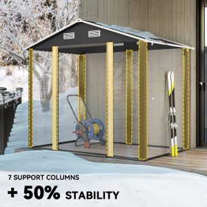 Outsunny 7.7' x 6.5' Outdoor Metal Garden Shed House Hut Gardening Tool Storage with Ventilation, Dark Grey - Image 5
