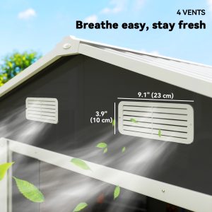 Outsunny 7.7' x 6.5' Outdoor Metal Garden Shed House Hut Gardening Tool Storage with Ventilation, Dark Grey - Image 9