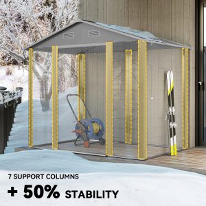 Outsunny 7.7' x 6.5' Outdoor Metal Garden Shed House Hut Gardening Tool Storage with Ventilation, Light Grey - Image 5