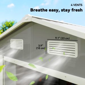 Outsunny 7.7' x 6.5' Outdoor Metal Garden Shed House Hut Gardening Tool Storage with Ventilation, Light Grey - Image 9