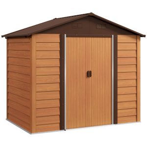 Outsunny 7.7' x 6.5' Outdoor Metal Garden Shed with Lock and Ventilation Gardening Tool Storage, Dark Brown - Image 11