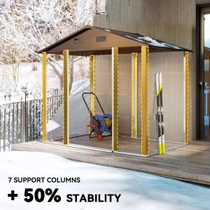 Outsunny 7.7' x 6.5' Outdoor Metal Garden Shed with Lock and Ventilation Gardening Tool Storage, Dark Brown - Image 5