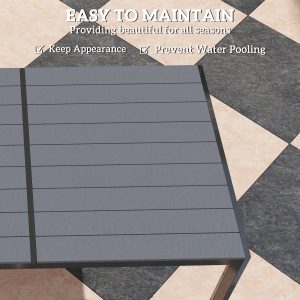 Outsunny 7 Piece Outdoor Dining Set with 6 Stackable Chairs, Rectangle Table, WPC Slatted Top, Rust-Resistant Steel Frame - Image 17