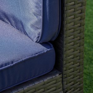 Outsunny 7 Pieces Patio Furniture Set, Rattan Conversation Set Garden Wicker Sofa Set with Washable Cushions and Coffee Table, for Deck Balcony Yard, Navy Blue - Image 13