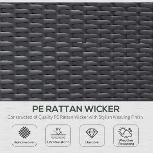 Outsunny 7 Pieces Patio Furniture Set, Rattan Conversation Set Garden Wicker Sofa Set with Washable Cushions and Coffee Table, for Deck Balcony Yard, Navy Blue - Image 7