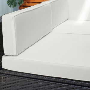 Outsunny 7 Pieces Patio Sofa Outdoor Wicker Sectional Patio Furniture, Dark Brown & Beige - Image 21