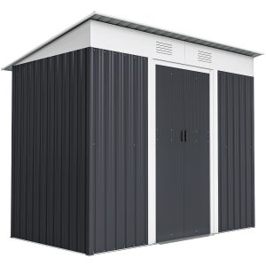 Outsunny 7' x 4' Outdoor Storage Shed, Metal Garden Tool Storage House Organizer with Lockable Sliding Doors and Vents for Backyard Patio Lawn, Charcoal Grey - Image 18