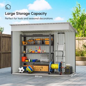 Outsunny 7' x 4' Outdoor Storage Shed, Metal Garden Tool Storage House Organizer with Lockable Sliding Doors and Vents for Backyard Patio Lawn, Charcoal Grey - Image 14