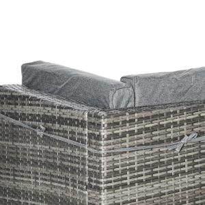 Outsunny 7pc Garden Wicker Sectional Set with Tea Table Patio Rattan Lounge Sofa Outdoor Deck Furniture Light Grey - Image 11