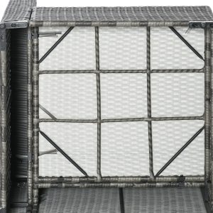 Outsunny 7pc Garden Wicker Sectional Set with Tea Table Patio Rattan Lounge Sofa Outdoor Deck Furniture Light Grey - Image 10